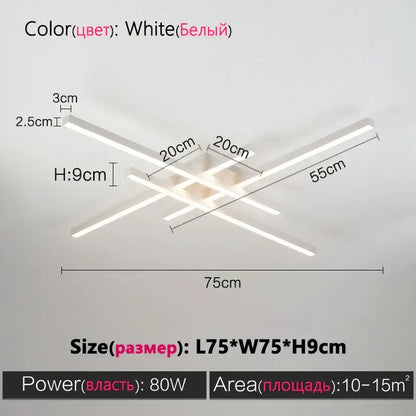 Modern minimalist black chandelier led ceiling light for living room