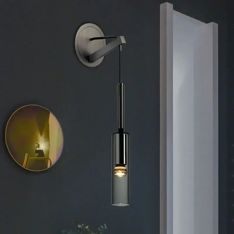 Modern minimalist black crystal wall lamp bedroom bedside light