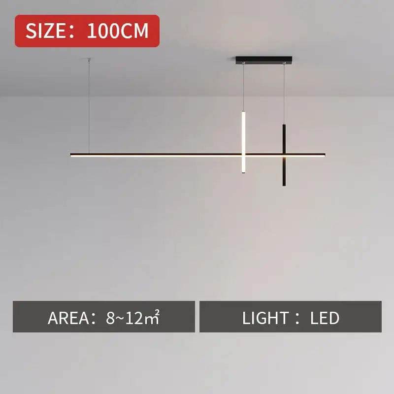 Modern minimalist black dimmable led pendant light kitchen strip
