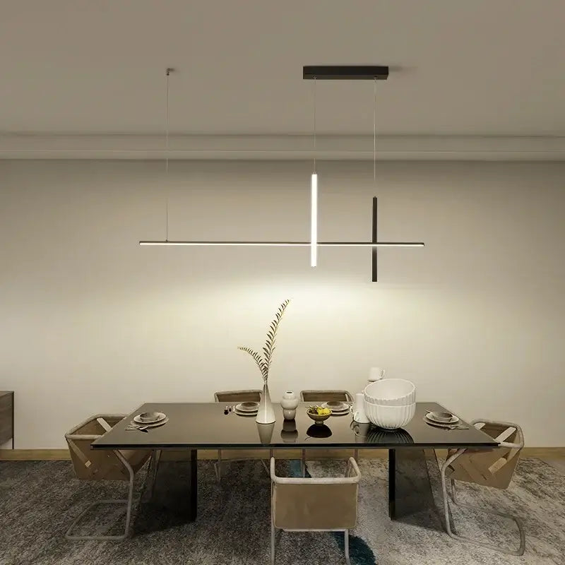 Modern minimalist black dimmable led pendant light kitchen strip
