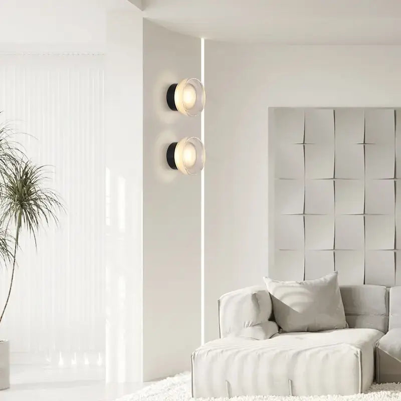 Modern minimalist black elegant glass led wall sconce bedroom light