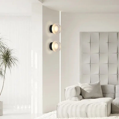 Modern minimalist black elegant glass led wall sconce bedroom light