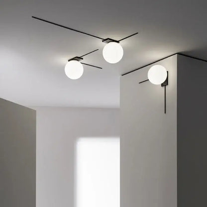 Modern minimalist black glass ball wall lights for bedroom