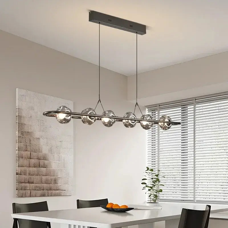 Modern minimalist black glass led chandelier pendant light bedroom