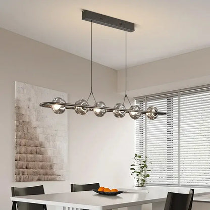 Modern minimalist black glass led chandelier pendant light bedroom