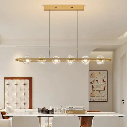 Modern minimalist black glass led chandelier pendant light bedroom