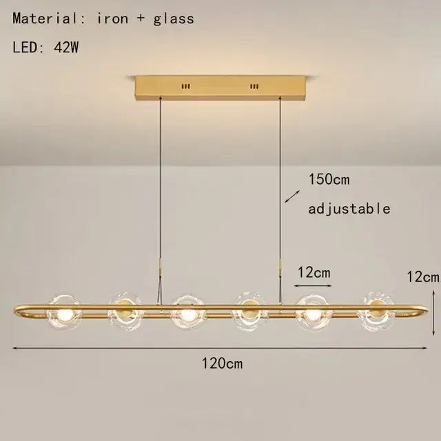 Modern minimalist black glass led chandelier pendant light bedroom