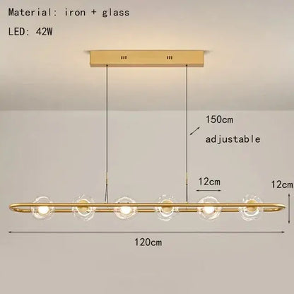 Modern minimalist black glass led chandelier pendant light bedroom