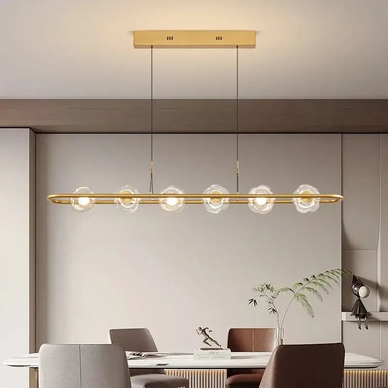 Modern minimalist black glass led chandelier pendant light bedroom