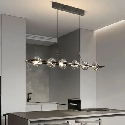 Modern minimalist black glass led chandelier pendant light bedroom