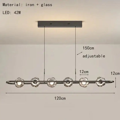 Modern minimalist black glass led chandelier pendant light bedroom