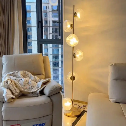 Modern minimalist black glass shade led floor lamp living room