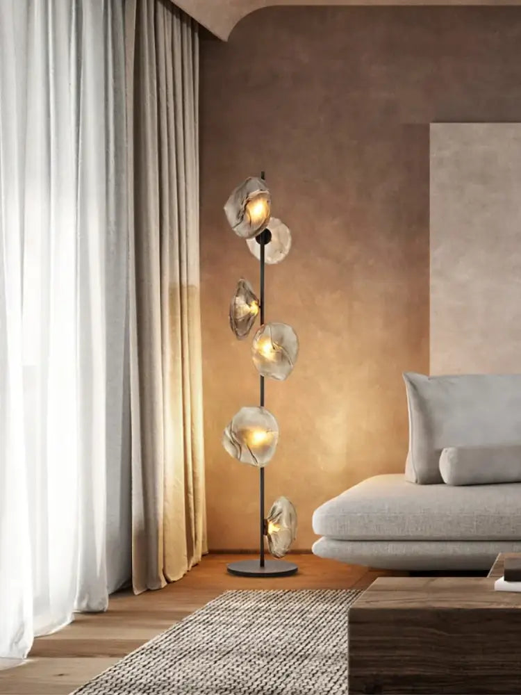 Modern minimalist black glass shade led floor lamp living room