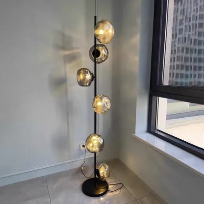 Modern minimalist black glass shade led floor lamp living room