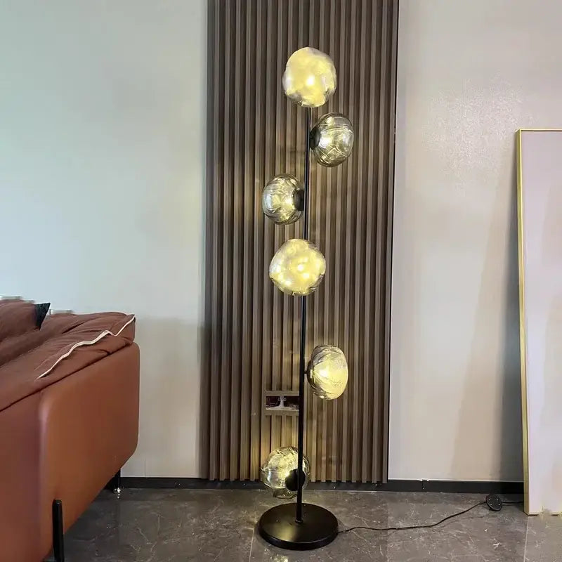 Modern minimalist black glass shade led floor lamp living room
