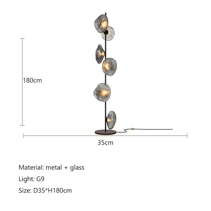 Modern minimalist black glass shade led floor lamp living room