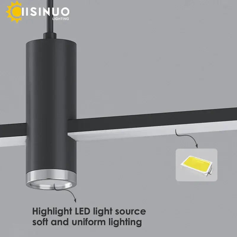 Modern minimalist black & gold adjustable led pendant light dining room