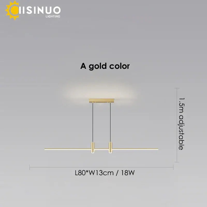 Modern minimalist black & gold adjustable led pendant light dining room