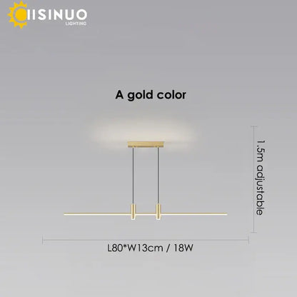 Modern minimalist black & gold adjustable led pendant light dining room