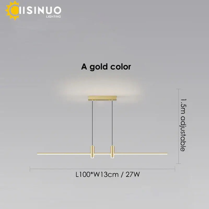 Modern minimalist black & gold adjustable led pendant light dining room