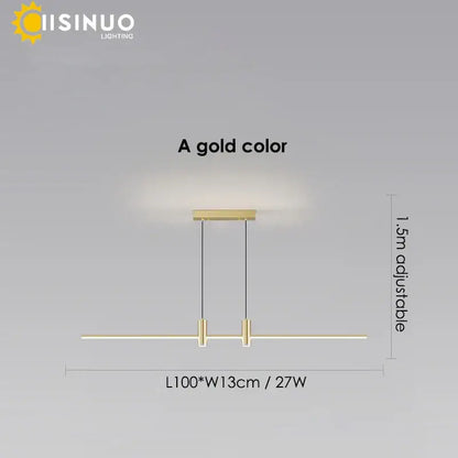 Modern minimalist black & gold adjustable led pendant light dining room