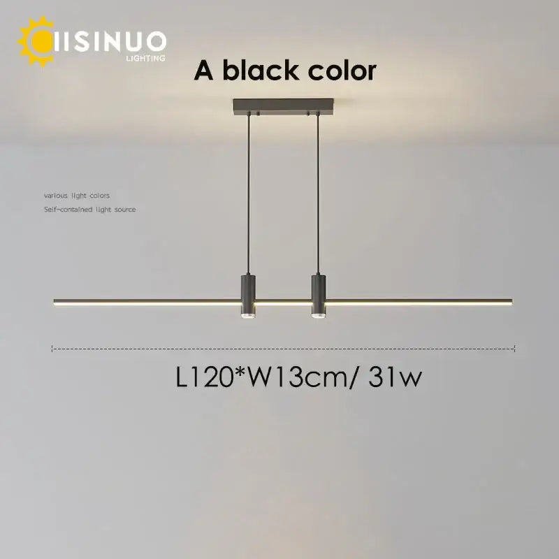 Modern minimalist black & gold adjustable led pendant light dining room