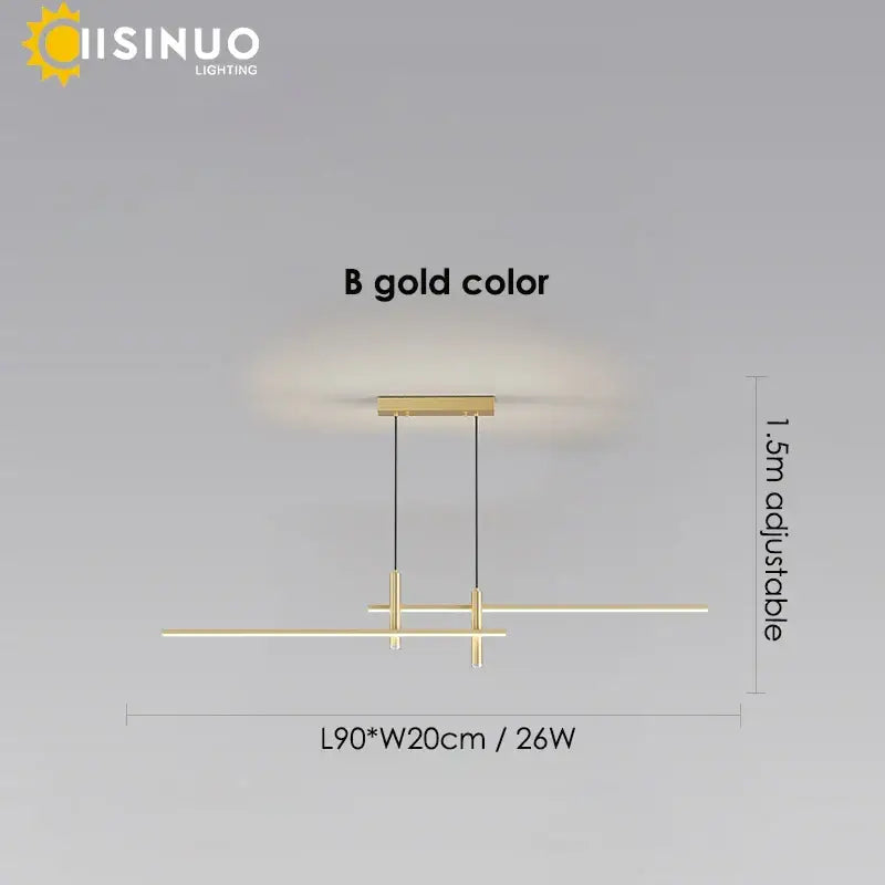 Modern minimalist black & gold adjustable led pendant light dining room