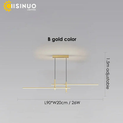 Modern minimalist black & gold adjustable led pendant light dining room