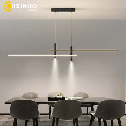 Modern minimalist black & gold adjustable led pendant light dining room