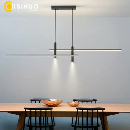 Modern minimalist black & gold adjustable led pendant light dining room