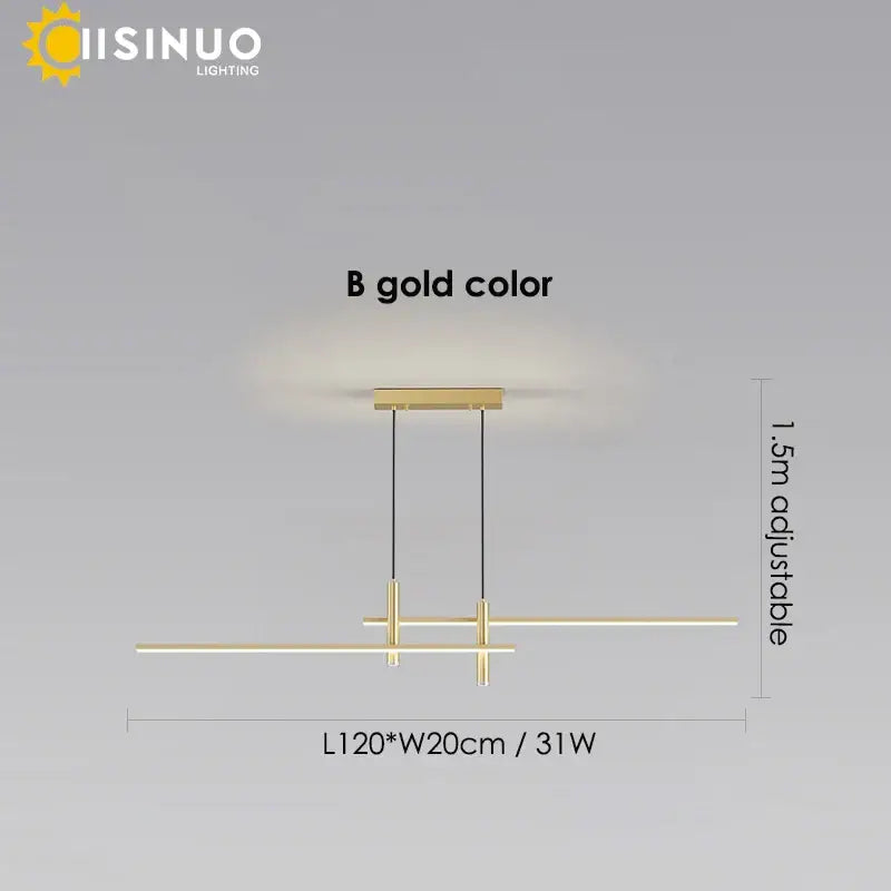 Modern minimalist black & gold adjustable led pendant light dining room