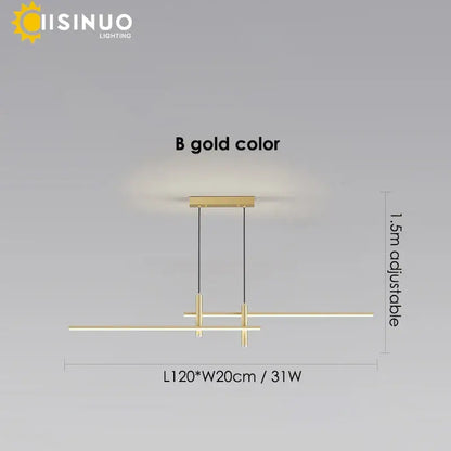 Modern minimalist black & gold adjustable led pendant light dining room