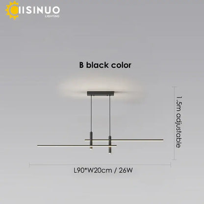 Modern minimalist black & gold adjustable led pendant light dining room