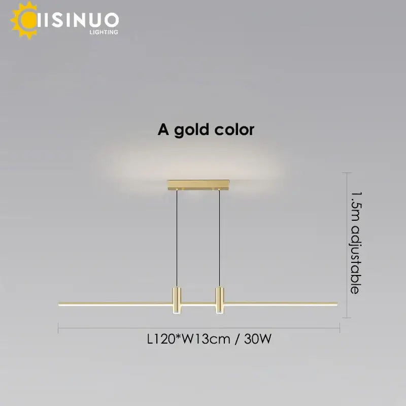 Modern minimalist black & gold adjustable led pendant light dining room
