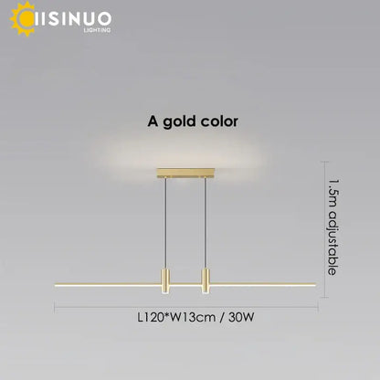 Modern minimalist black & gold adjustable led pendant light dining room