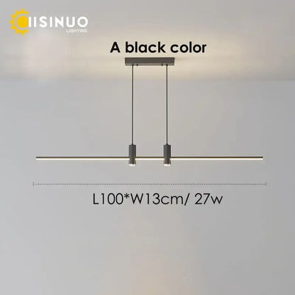 Modern minimalist black & gold adjustable led pendant light dining room