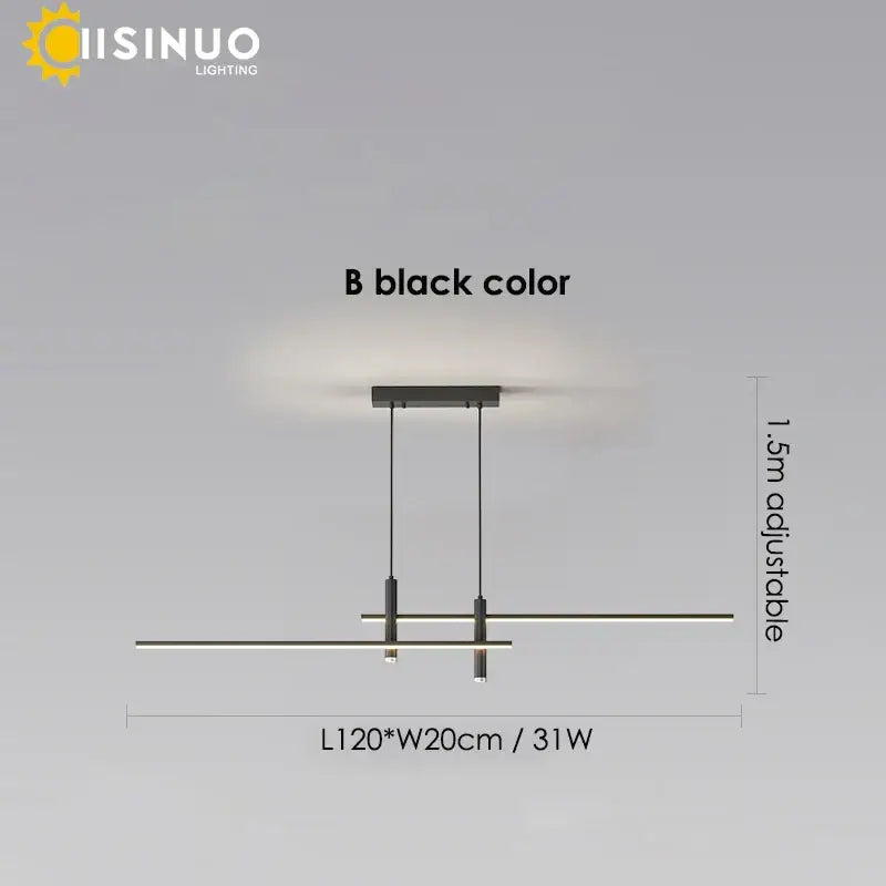 Modern minimalist black & gold adjustable led pendant light dining room
