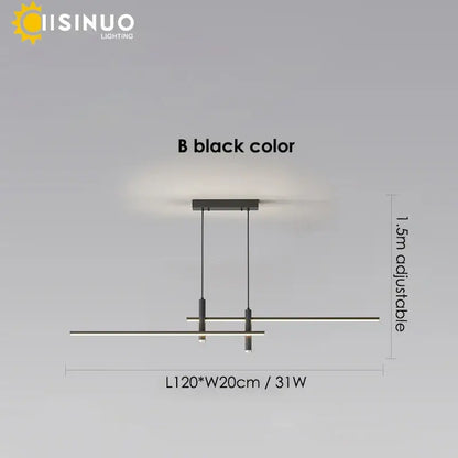 Modern minimalist black & gold adjustable led pendant light dining room