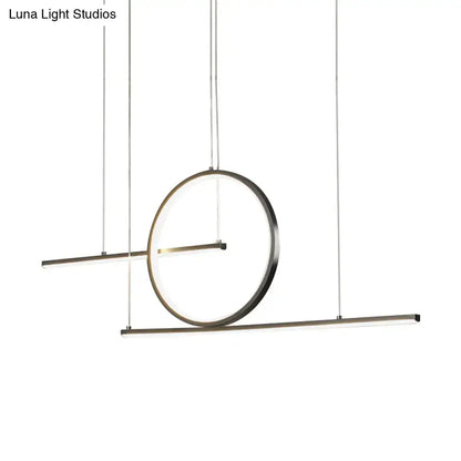 Modern minimalist black & gold dual lines pendant light kitchen island