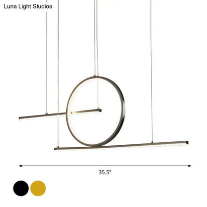 Modern minimalist black & gold dual lines pendant light kitchen island