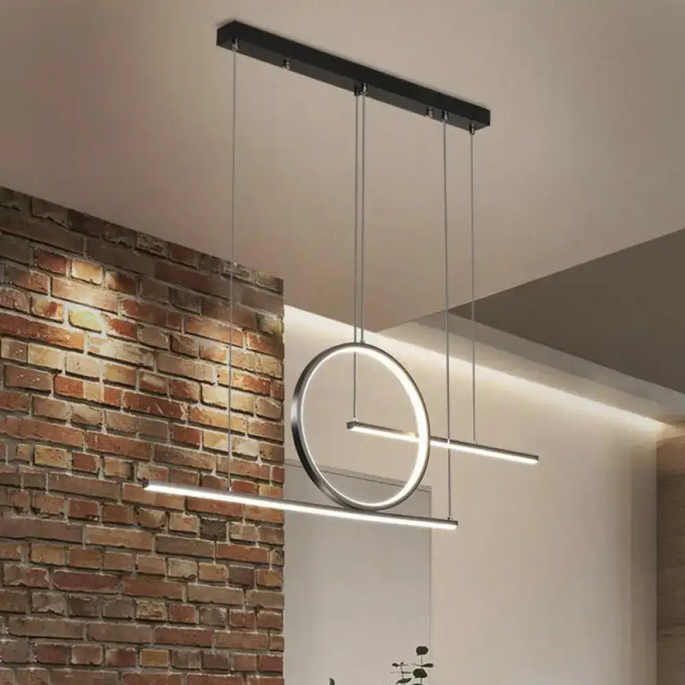 Modern minimalist black & gold dual lines pendant light kitchen island
