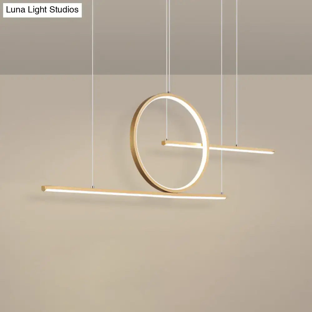 Modern minimalist black & gold dual lines pendant light kitchen island