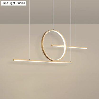 Modern minimalist black & gold dual lines pendant light kitchen island