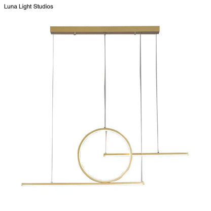 Modern minimalist black & gold dual lines pendant light kitchen island