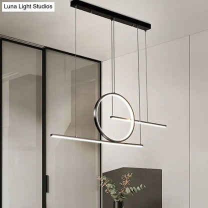 Modern minimalist black & gold dual lines pendant light kitchen island