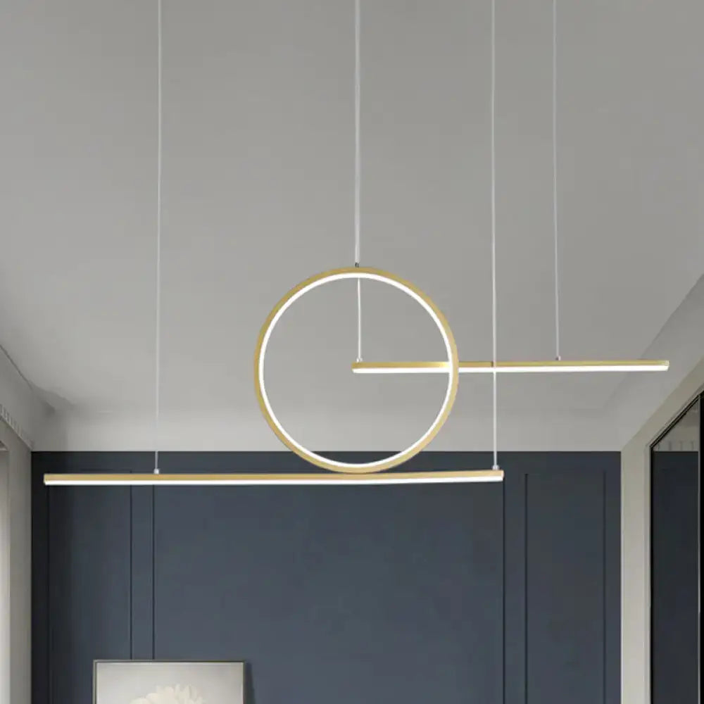 Modern minimalist black & gold dual lines pendant light kitchen island