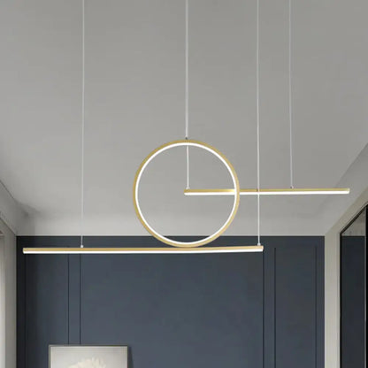 Modern minimalist black & gold dual lines pendant light kitchen island