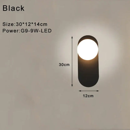 Modern minimalist black & gold frosted glass led wall lamp bedroom