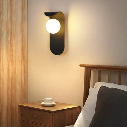 Modern minimalist black & gold frosted glass led wall lamp bedroom