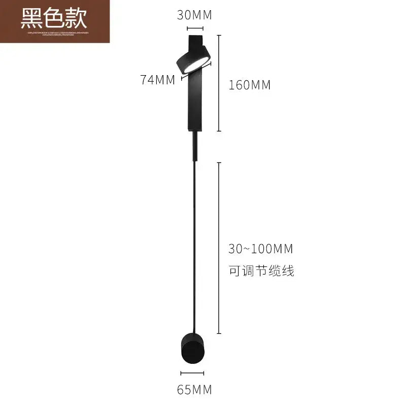 Modern minimalist black & gold t style wall light sconce bedroom